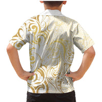 Gold And White Aotearoa Horse Racing Family Matching Mermaid Dress and Hawaiian Shirt NZ Maori Pattern LT14 - Polynesian Pride