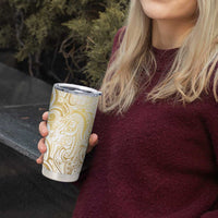 Gold And White Aoteara Horse Racing Tumbler Cup NZ Maori Pattern