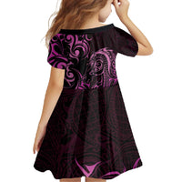 Pink Aotearoa Horse Racing Family Matching Long Sleeve Bodycon Dress and Hawaiian Shirt NZ Maori Pattern LT14 - Polynesian Pride