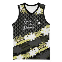 Born And Raised Aloha Hawaii Basketball Jersey Kanaka Kakau Hawaiian Tiare Pakalana Lei LT14 Unisex Black - Polynesian Pride