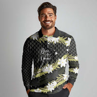 Born And Raised Aloha Hawaii Long Sleeve Polo Shirt Kanaka Kakau Hawaiian Tiare Pakalana Lei LT14 - Polynesian Pride