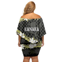 Born And Raised Aloha Hawaii Off Shoulder Short Dress Kanaka Kakau Hawaiian Tiare Pakalana Lei LT14 - Polynesian Pride