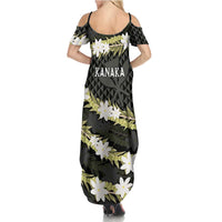 Born And Raised Aloha Hawaii Summer Maxi Dress Kanaka Kakau Hawaiian Tiare Pakalana Lei - Polynesian Pride