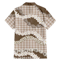 Brown Hawaii Tiare and Shell Lei Hawaiian Shirt Hawaiian Palaka Luxury Vibes - Polynesian Pride