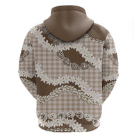 Brown Hawaii Tiare and Shell Lei Hoodie Hawaiian Palaka Luxury Vibes LT14 - Polynesian Pride