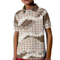 Brown Hawaii Tiare and Shell Lei Kid Polo Shirt Hawaiian Palaka Luxury Vibes - Polynesian Pride