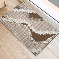 Brown Hawaii Tiare and Shell Lei Rubber Doormat Hawaiian Palaka Luxury Vibes LT14 - Polynesian Pride