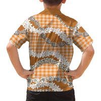 Orange Hawaii Tiare and Shell Lei Family Matching Off Shoulder Short Dress and Hawaiian Shirt Hawaiian Palaka Luxury Vibes LT14 - Polynesian Pride