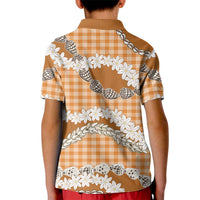 Orange Hawaii Tiare and Shell Lei Kid Polo Shirt Hawaiian Palaka Luxury Vibes - Polynesian Pride