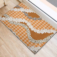 Orange Hawaii Tiare and Shell Lei Rubber Doormat Hawaiian Palaka Luxury Vibes - Polynesian Pride