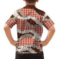 Red Hawaii Tiare and Shell Lei Family Matching Off The Shoulder Long Sleeve Dress and Hawaiian Shirt Hawaiian Palaka Luxury Vibes LT14 - Polynesian Pride