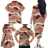 Red Hawaii Tiare and Shell Lei Family Matching Off The Shoulder Long Sleeve Dress and Hawaiian Shirt Hawaiian Palaka Luxury Vibes LT14 - Polynesian Pride