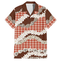 Red Hawaii Tiare and Shell Lei Family Matching Summer Maxi Dress and Hawaiian Shirt Hawaiian Palaka Luxury Vibes LT14 Dad's Shirt - Short Sleeve Red - Polynesian Pride