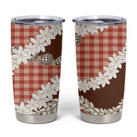 Red Hawaii Tiare and Shell Lei Tumbler Cup Hawaiian Palaka Luxury Vibes - Polynesian Pride