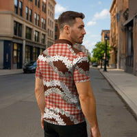 Red Hawaii Tiare and Shell Lei Zipper Polo Shirt Hawaiian Palaka Luxury Vibes - Polynesian Pride