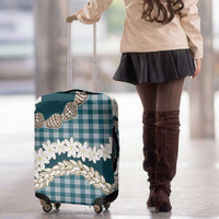Dark Cyan Hawaii Tiare and Shell Lei Luggage Cover Hawaiian Palaka Luxury Vibes - Polynesian Pride
