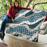 Dark Cyan Hawaii Tiare and Shell Lei Quilt Hawaiian Palaka Luxury Vibes LT14 - Polynesian Pride