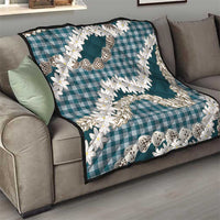 Dark Cyan Hawaii Tiare and Shell Lei Quilt Hawaiian Palaka Luxury Vibes LT14 - Polynesian Pride