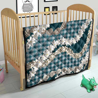 Dark Cyan Hawaii Tiare and Shell Lei Quilt Hawaiian Palaka Luxury Vibes LT14 - Polynesian Pride