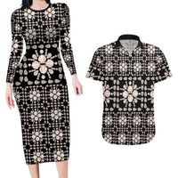 Aloha Hawaii Shell Quilt Couples Matching Long Sleeve Bodycon Dress and Hawaiian Shirt Seamless Style - Polynesian Pride