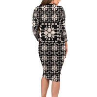 Aloha Hawaii Shell Quilt Family Matching Long Sleeve Bodycon Dress and Hawaiian Shirt Seamless Style - Polynesian Pride