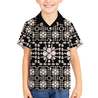 Aloha Hawaii Shell Quilt Family Matching Off Shoulder Short Dress and Hawaiian Shirt Seamless Style - Polynesian Pride