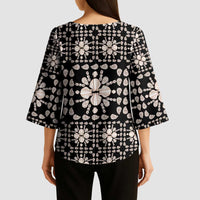Aloha Hawaii Shell Quilt Kimono Sleeve Blouse Seamless Style - Polynesian Pride