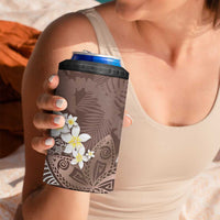 Mocha Mousse Polynesian Tribal Frangipani Tropical Vibe 4 in 1 Can Cooler Tumbler