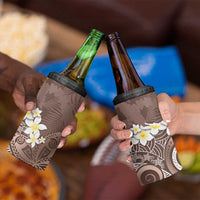 Mocha Mousse Polynesian Tribal Frangipani Tropical Vibe 4 in 1 Can Cooler Tumbler