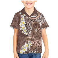 Mocha Mousse Polynesian Tribal Frangipani Tropical Vibe Family Matching Mermaid Dress and Hawaiian Shirt LT14 Son's Shirt Mocha Mousse - Polynesian Pride