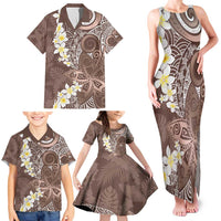 Mocha Mousse Polynesian Tribal Frangipani Tropical Vibe Family Matching Tank Maxi Dress and Hawaiian Shirt LT14 - Polynesian Pride