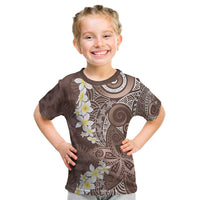 Mocha Mousse Polynesian Tribal Frangipani Tropical Vibe Kid T Shirt