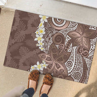 Mocha Mousse Polynesian Tribal Frangipani Tropical Vibe Rubber Doormat