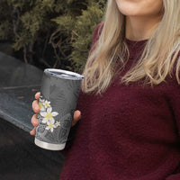 Gray Polynesian Tribal Frangipani Tropical Vibe Tumbler Cup