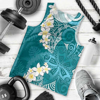 Cyan Polynesian Tribal Frangipani Tropical Vibe Men Tank Top