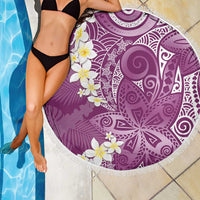 Pink Polynesian Tribal Frangipani Tropical Vibe Beach Blanket