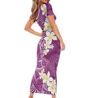 Pink Polynesian Tribal Frangipani Tropical Vibe Family Matching Short Sleeve Bodycon Dress and Hawaiian Shirt LT14 - Polynesian Pride