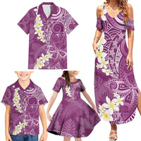 Pink Polynesian Tribal Frangipani Tropical Vibe Family Matching Summer Maxi Dress and Hawaiian Shirt LT14 - Polynesian Pride