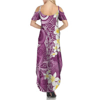 Pink Polynesian Tribal Frangipani Tropical Vibe Family Matching Summer Maxi Dress and Hawaiian Shirt LT14 - Polynesian Pride