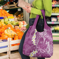 Pink Polynesian Tribal Frangipani Tropical Vibe Grocery Bag