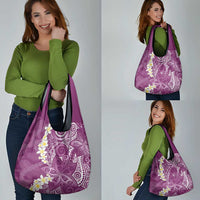 Pink Polynesian Tribal Frangipani Tropical Vibe Grocery Bag
