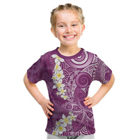Pink Polynesian Tribal Frangipani Tropical Vibe Kid T Shirt