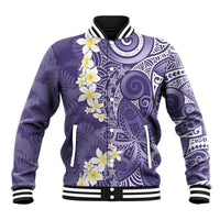 Violet Polynesian Tribal Frangipani Tropical Vibe Baseball Jacket