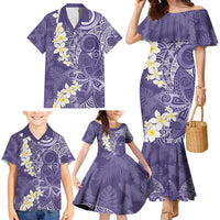Violet Polynesian Tribal Frangipani Tropical Vibe Family Matching Mermaid Dress and Hawaiian Shirt LT14 - Polynesian Pride