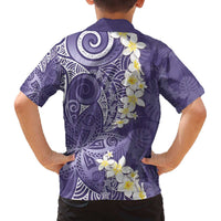 Violet Polynesian Tribal Frangipani Tropical Vibe Family Matching Off The Shoulder Long Sleeve Dress and Hawaiian Shirt LT14 - Polynesian Pride