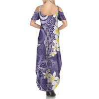 Violet Polynesian Tribal Frangipani Tropical Vibe Family Matching Summer Maxi Dress and Hawaiian Shirt LT14 - Polynesian Pride