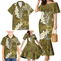 Gold Polynesian Tribal Frangipani Tropical Vibe Family Matching Mermaid Dress and Hawaiian Shirt LT14 - Polynesian Pride