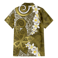 Gold Polynesian Tribal Frangipani Tropical Vibe Family Matching Mermaid Dress and Hawaiian Shirt LT14 - Polynesian Pride