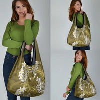 Gold Polynesian Tribal Frangipani Tropical Vibe Grocery Bag
