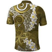 Gold Polynesian Tribal Frangipani Tropical Vibe Polo Shirt